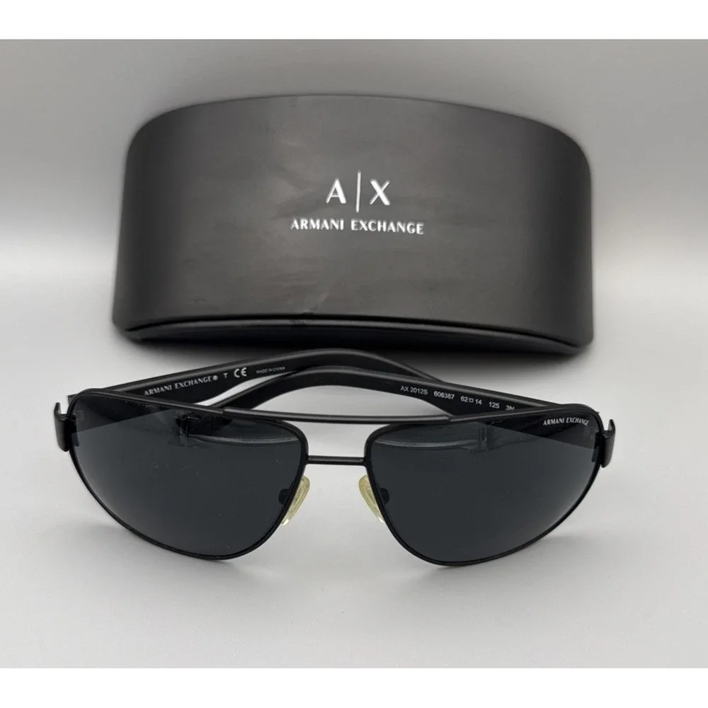 Armani Exchange AC 2012S Rectangular Metal Men's Sunglasses-Satin Black-w/case